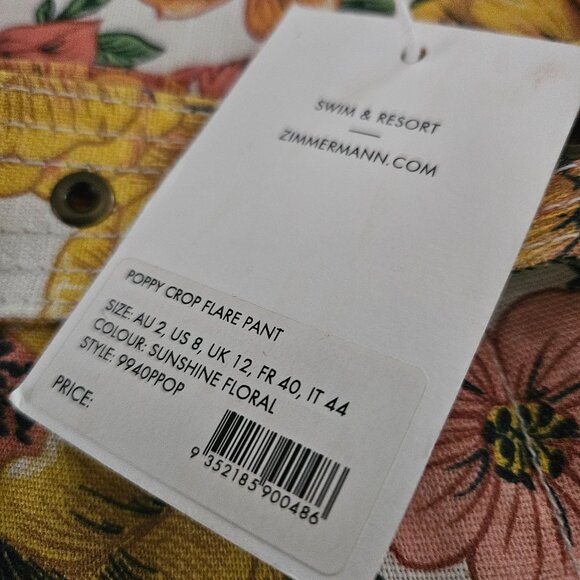 ZIMMERMANN Poppy Cropped Linen Flare Pants - Picture 9 of 12